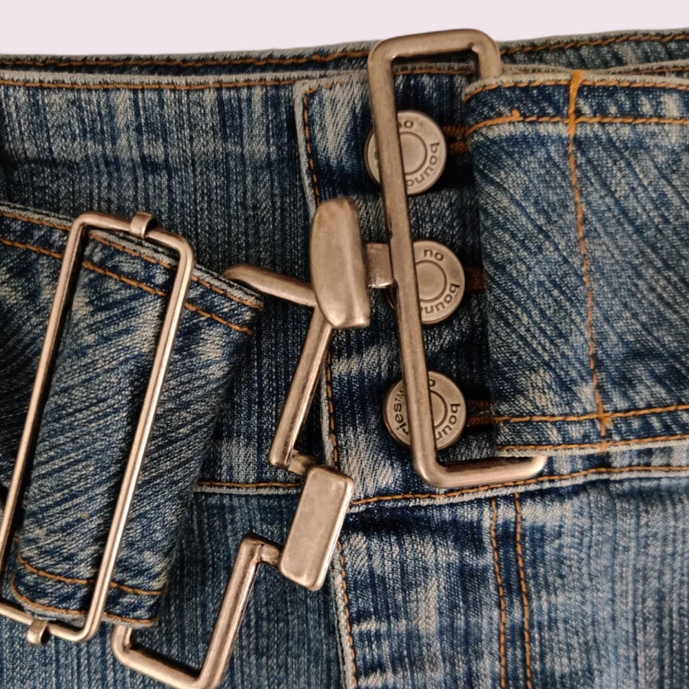 NWOT No boundaries Stretch Blue Jean Skirt with Belt Juniors Size 13 - Picture 8 of 9